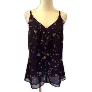 Cabi 3607 Floral Cami Tank Pinstripe Floral Navy Blue Small